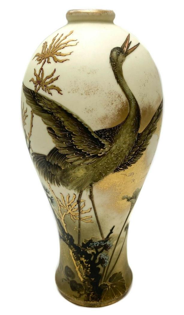 Amphora Ernst Wahliss Hand Painted Crane Vase 1900 (1 of 6)