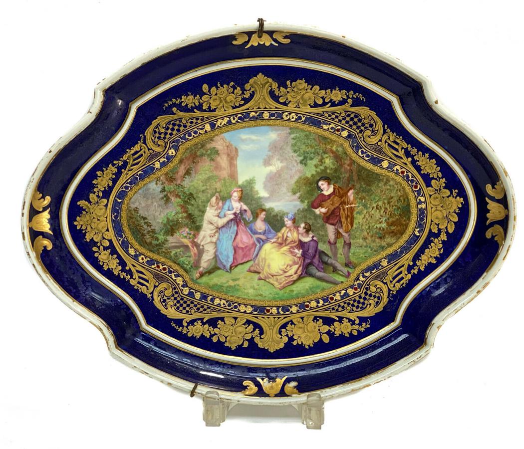 Sevres Hand Painted Porcelain Oval Tray/ Wall Charger (1 of 6)