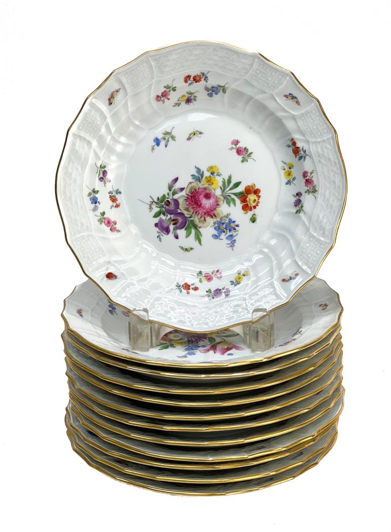 12 Meissen Germany Hand Painted Porcelain Dessert (1 of 4)