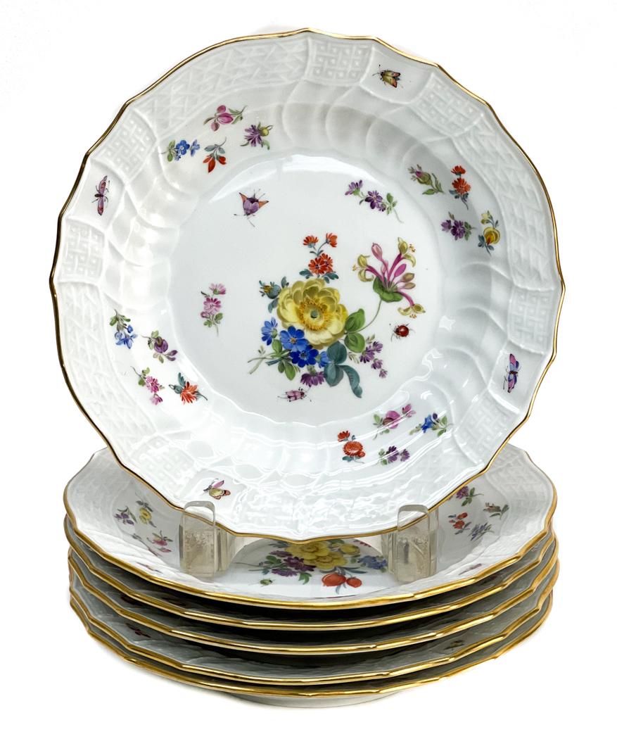 6 Meissen Germany Hand Painted Porcelain Dessert Plates (1 of 4)