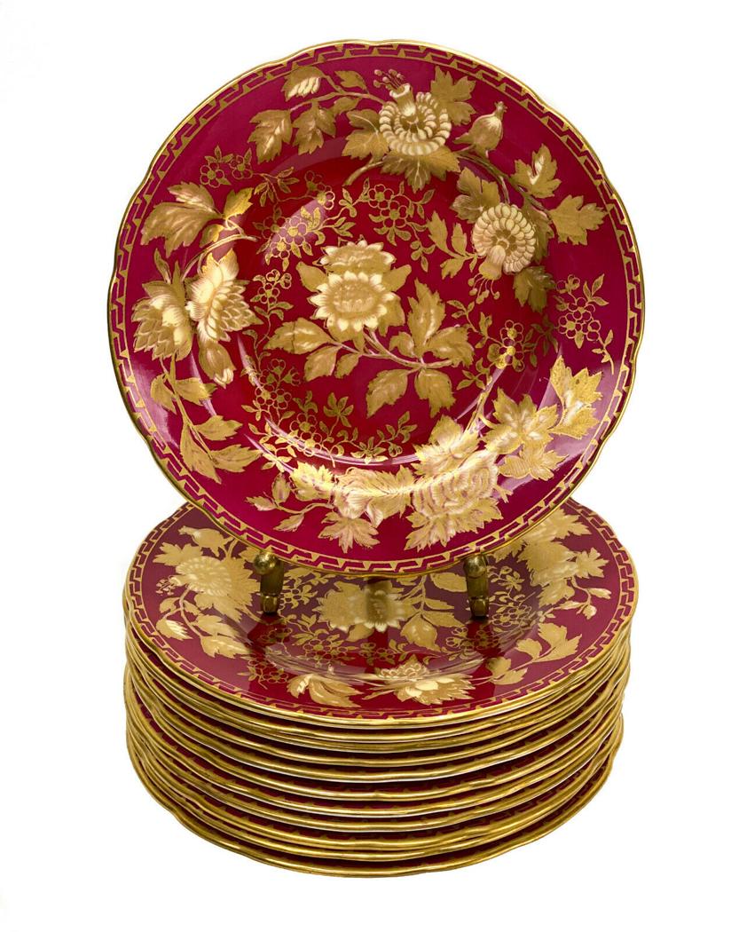12 Wedgwood Porcelain Bread Plates in Tonquin Ruby (1 of 4)