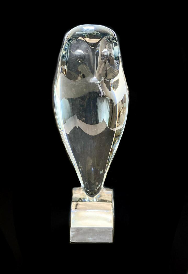 Baccarat Crystal Glass Owl Sculpture by R. Rigot (1 of 8)