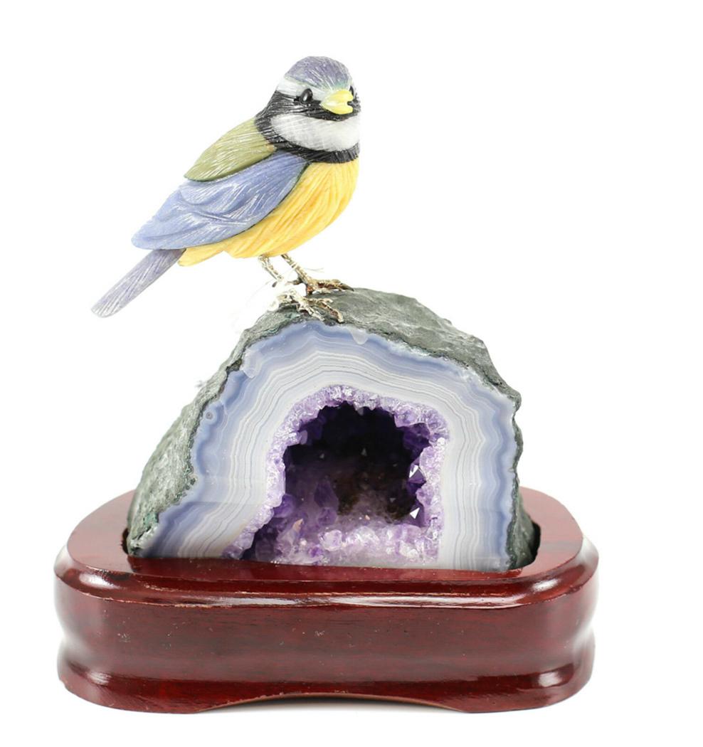 Peter Muller Multi Carved Finch Bird Geode (1 of 5)
