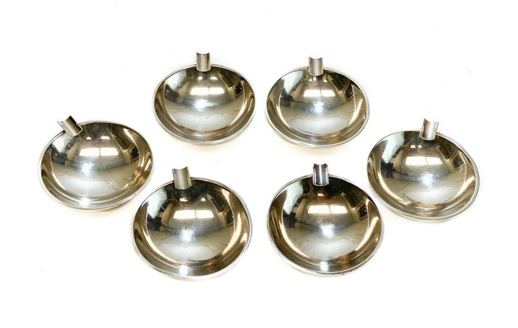 6 H. Nils Denmark Sterling Silver Modernist Ashtrays (1 of 4)