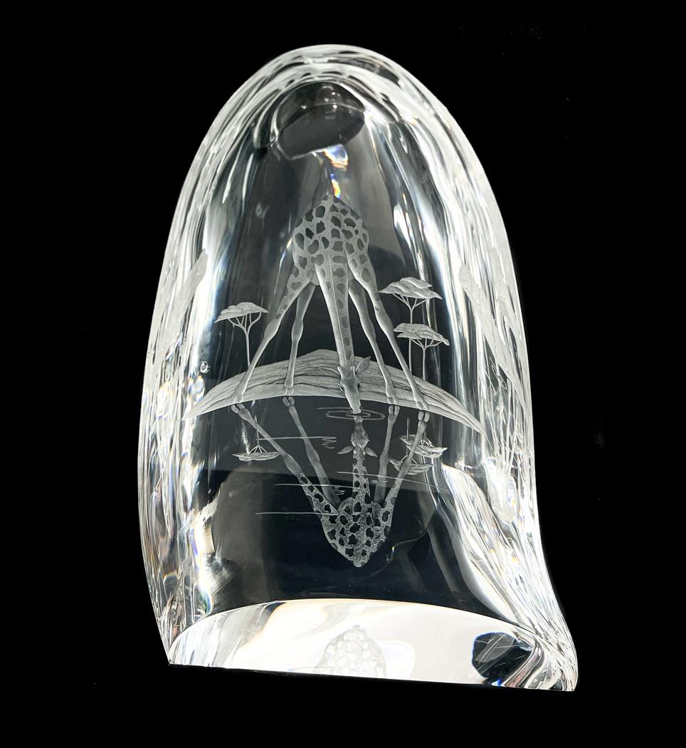 Limited Edition Steuben Sculpture - Giraffe At Sunset - (1 of 10)