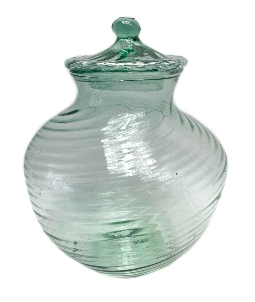 Large Venetian Green Glass Lidded Jar (1 of 7)