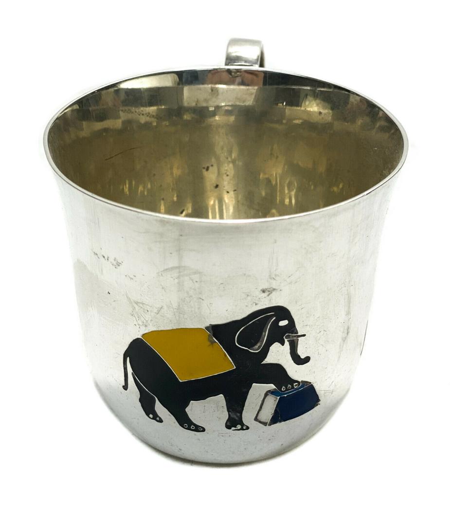 Tiffany & Co. Sterling Silver & Enamel Childs Cup- (1 of 4)