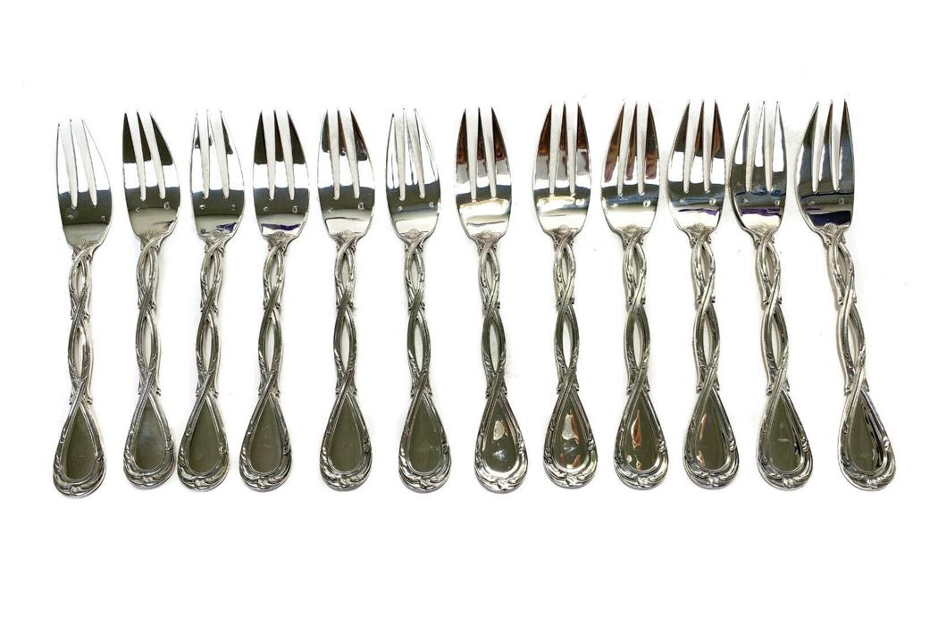 12 Puiforcat Silver Fish or Salad Forks in Royal (1 of 9)