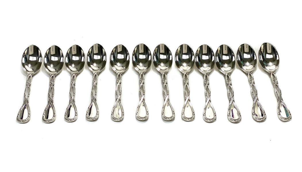 12 Puiforcat Silver Demitasse Spoons in Royal Pattern (1 of 7)