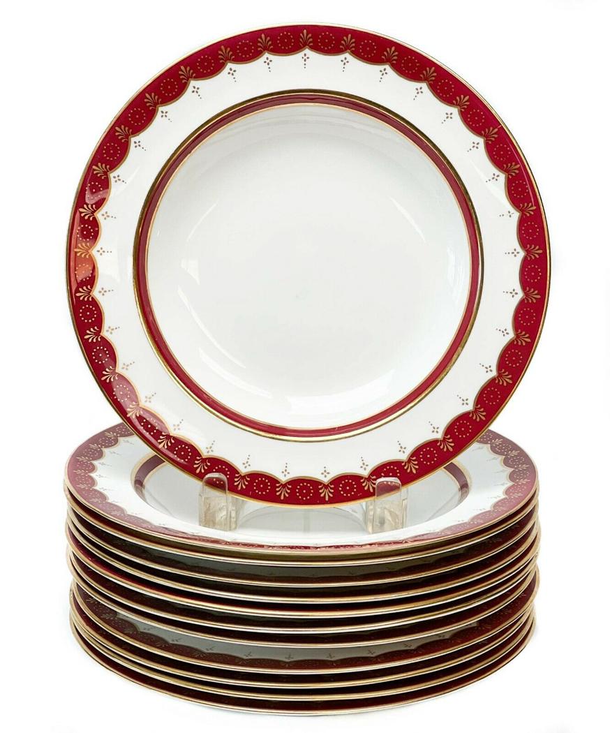 12 Cauldon England Hand Painted Porcelain Rimmed Soup (1 of 4)