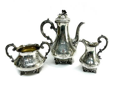 Edward Barnard London Sterling Silver Tea Set, 1850 (1 of 7)