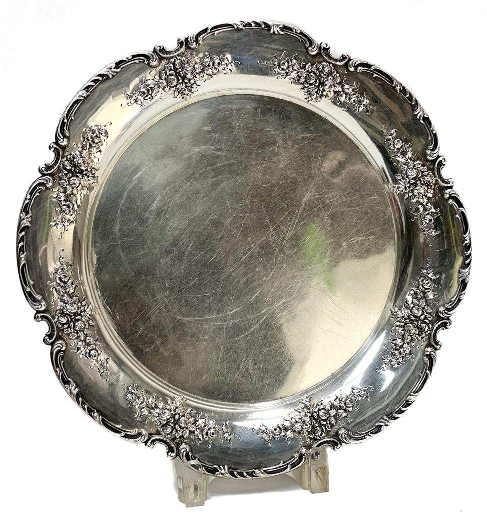 George W. Shiebler & Co. Sterling Silver Round Tray (1 of 9)