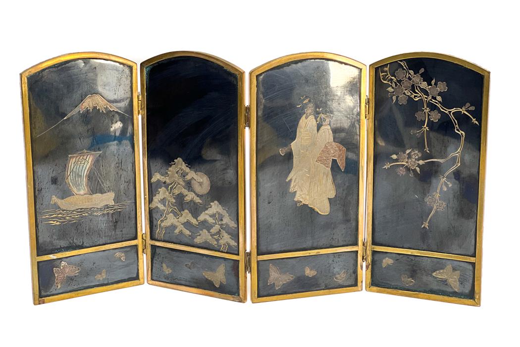 Japanese Bronze and Gilt Miniature Shoji Screen Divider (1 of 5)