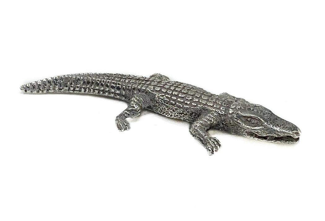 Italian 800 Silver Miniature Alligator Figurine (1 of 4)