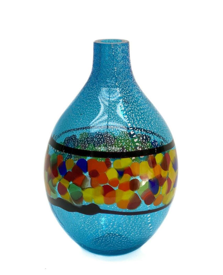 Glass Studio Murano Italy Large Art Glass Vase, Signed (1 of 6)