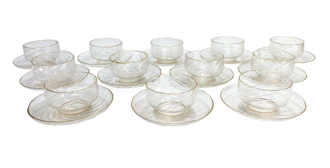 12 Lobmeyr Swirled Glass Berry Bowls & Underplates (1 of 8)