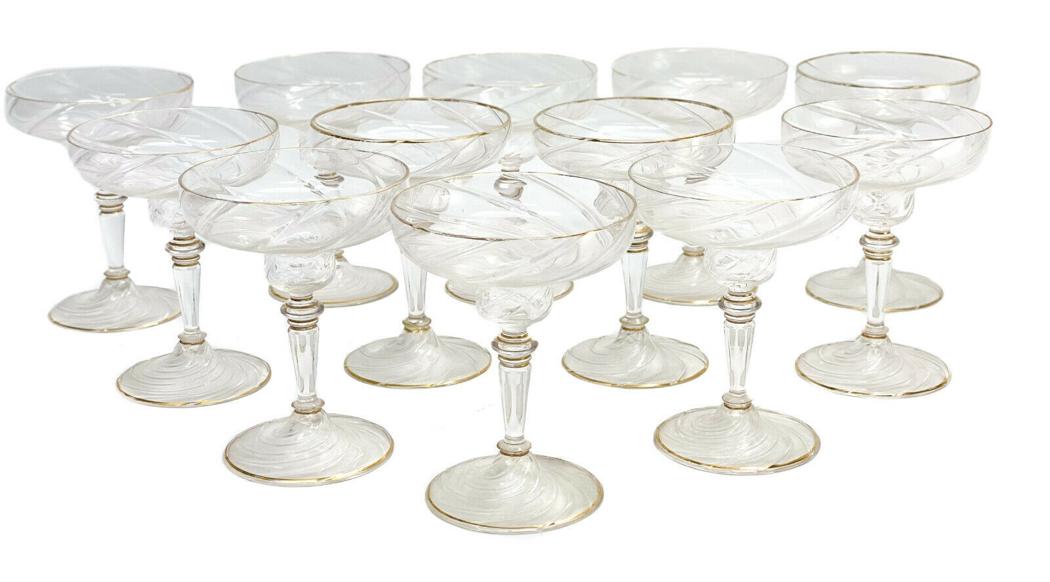 12 Lobmeyr Swirled Glass Champagne Saucer Goblets (1 of 4)