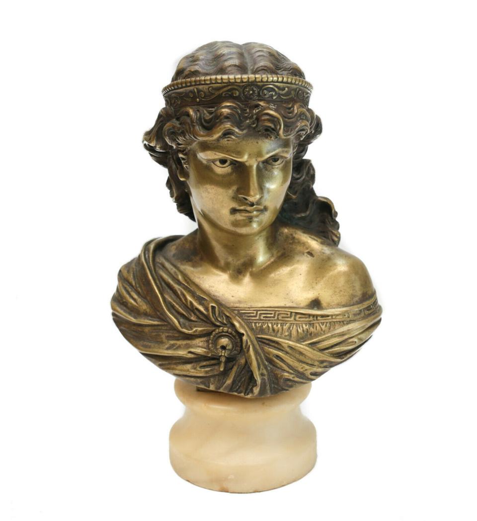 Bronze Bust Sculpture on Onyx Base, "Fury" (1 of 4)