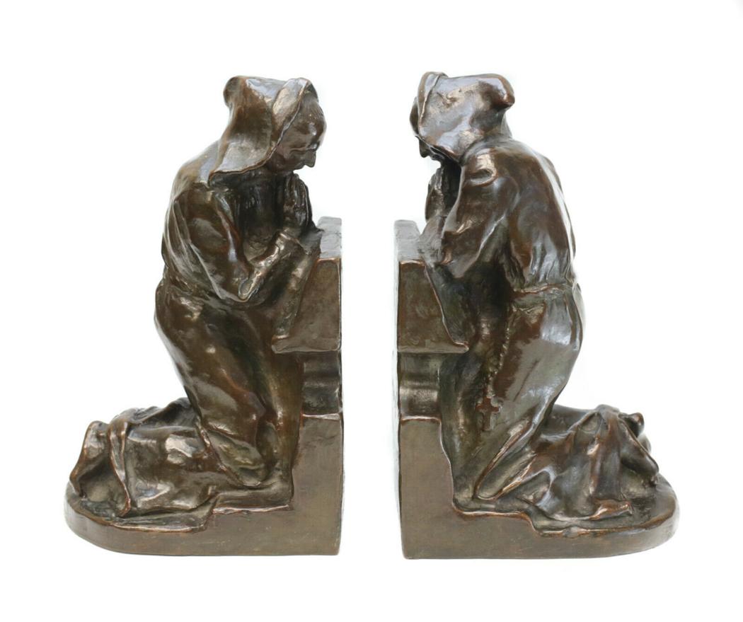Louis McClellan Potter Bronze Bookends, Praying Monks (1 of 6)