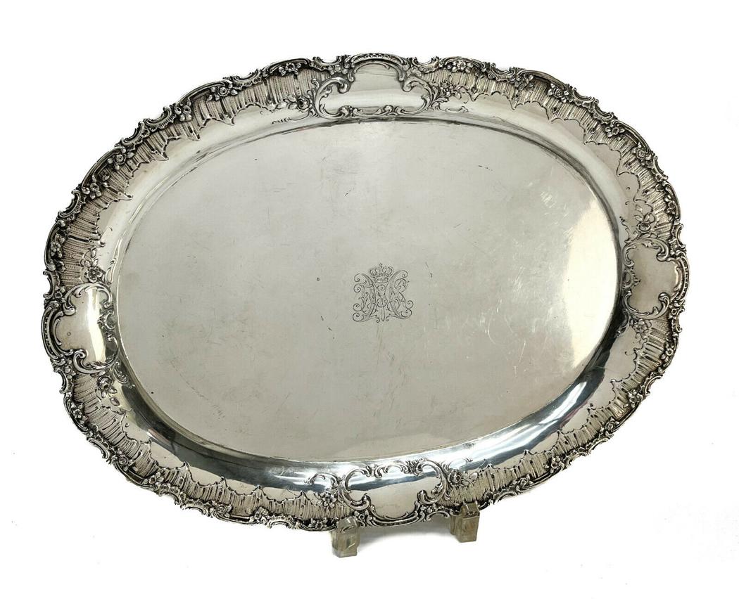 Schleissner Germany 800 Silver Oval Tray, circa 1890 (1 of 7)