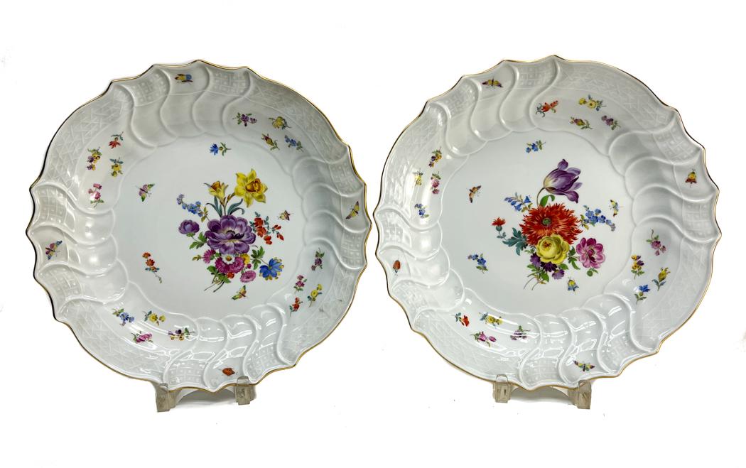 Pair Meissen Germany Hand Painted Large Chargers (1 of 8)
