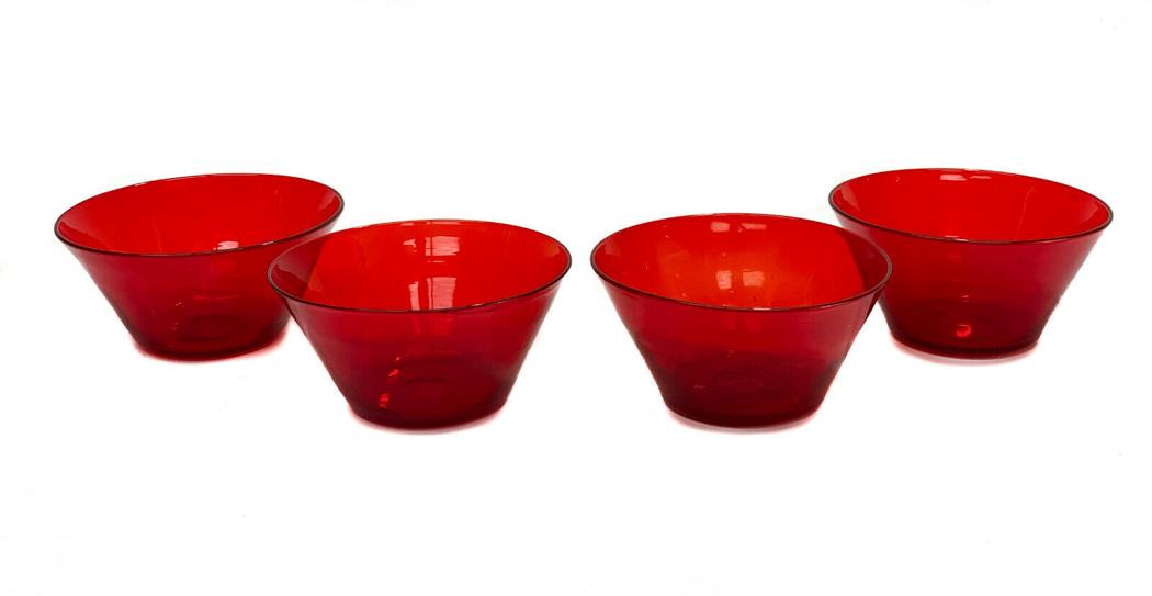 4 Steuben Selenium Red Glass Finger Bowls (1 of 3)