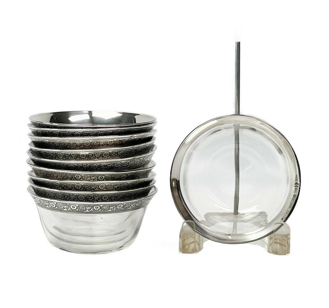 10 American Sterling Silver Overlay Glass Fruit or Dessert Bowls (1 of 5)