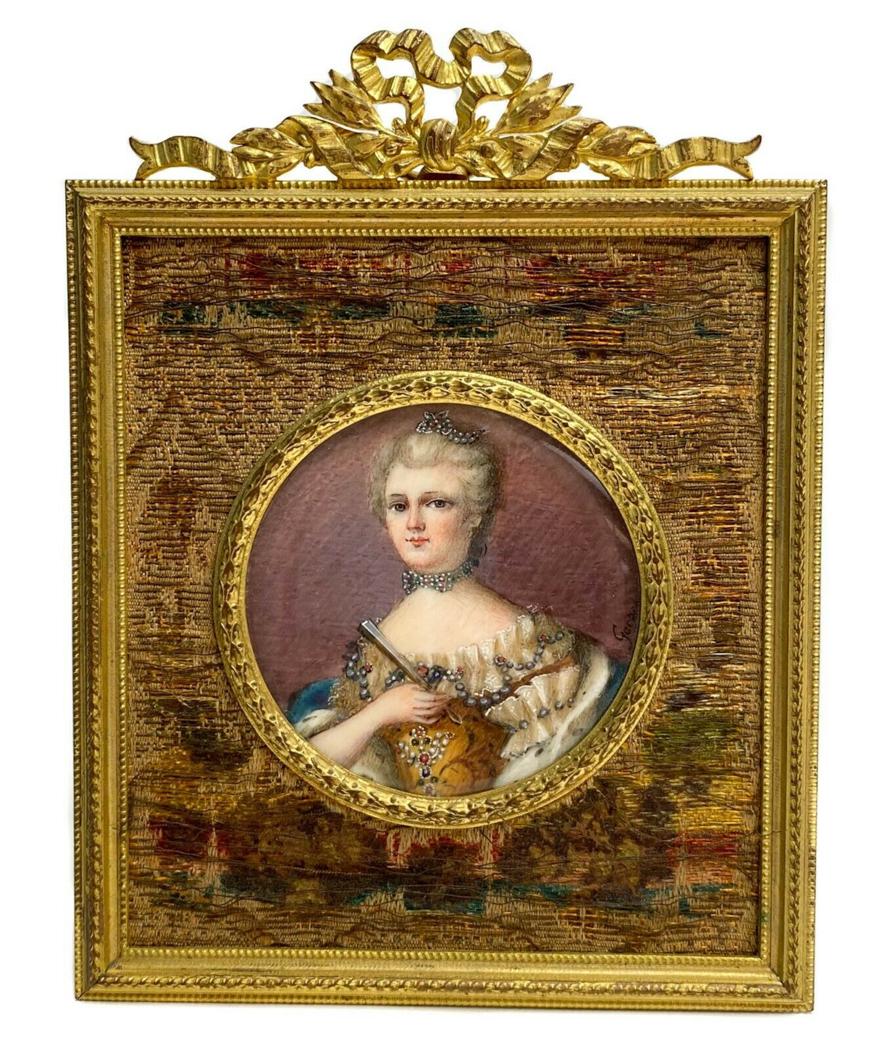 Continental Hand Painted Portrait Miniature/ Framed (1 of 5)