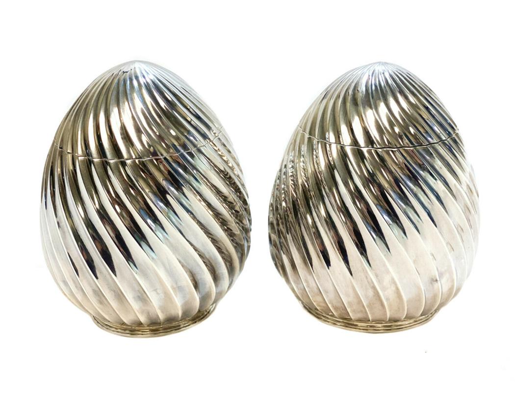 Pair M. Buccellati Sterling Silver Egg Form Boxes (1 of 7)