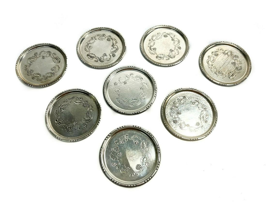 8 Georg Jensen Hand Hammered Sterling Silver Butter Pats, circa 1920 (1 of 4)