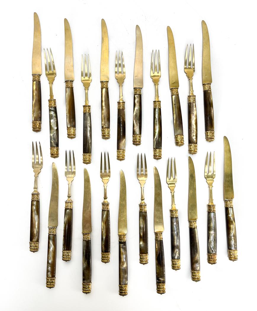 French Vermeil and Mother of Pearl Dessert Set for 12 (1 of 8)