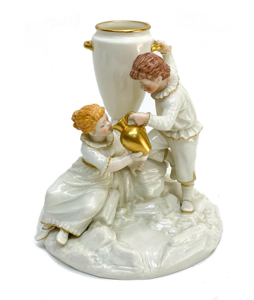 Royal Worcester England Porcelain Figural Children Bud Vase by James Hadley 1882 (1 of 8)