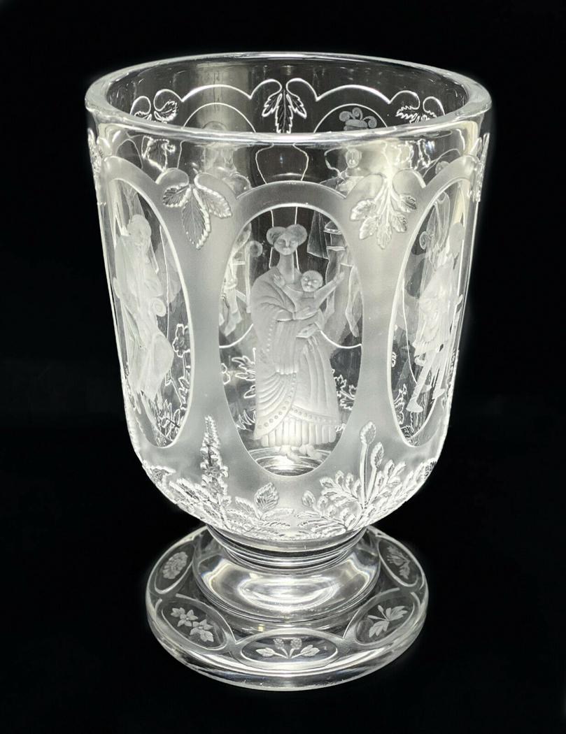 Andrews for Webb Corbett Engraved Glass Footed Vase (1 of 9)
