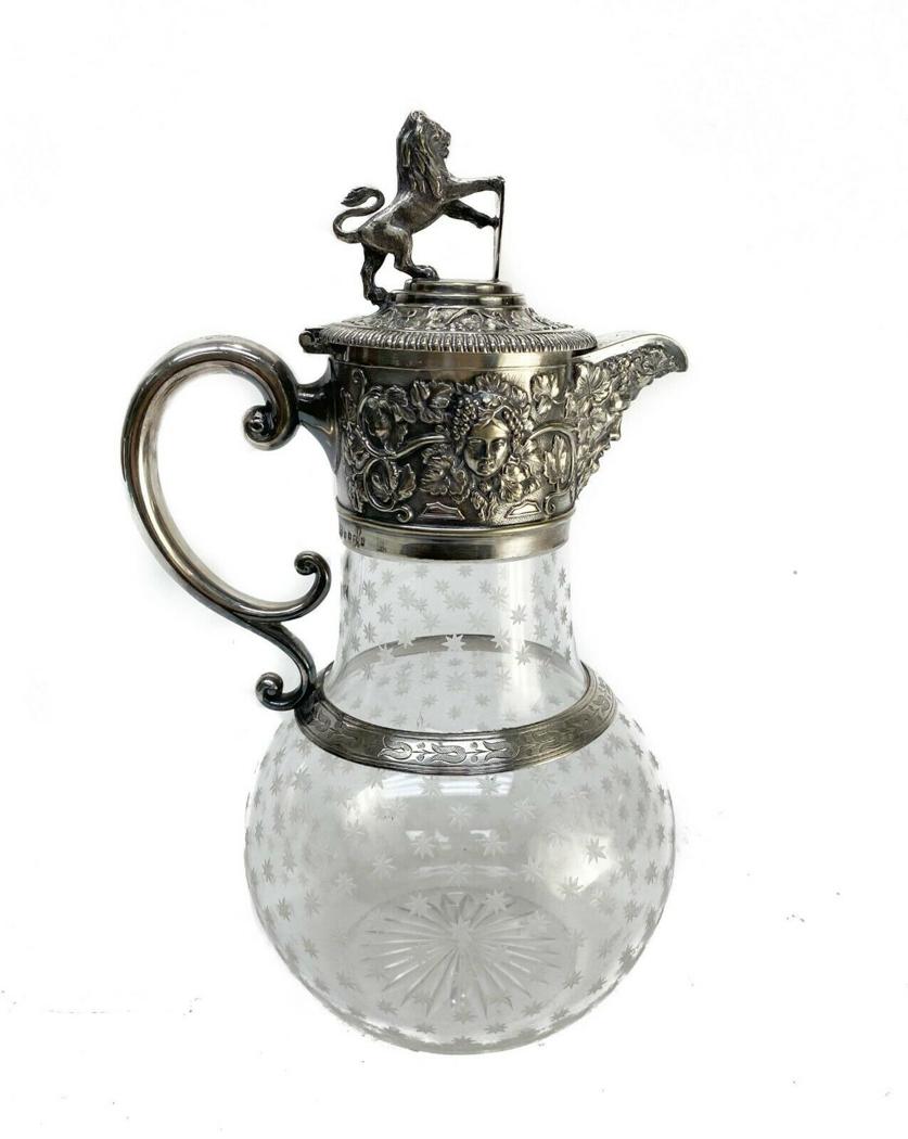 Elkington & Co. Silverplate & Glass Jug with Lion finial (1 of 4)