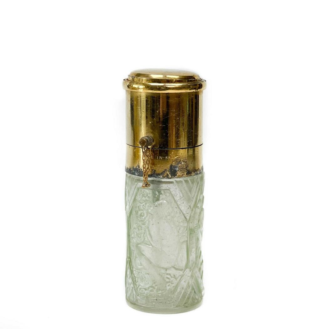 Rene Lalique France Art Deco Green Glass Perfume Atomizer circa 1920 (1 of 7)