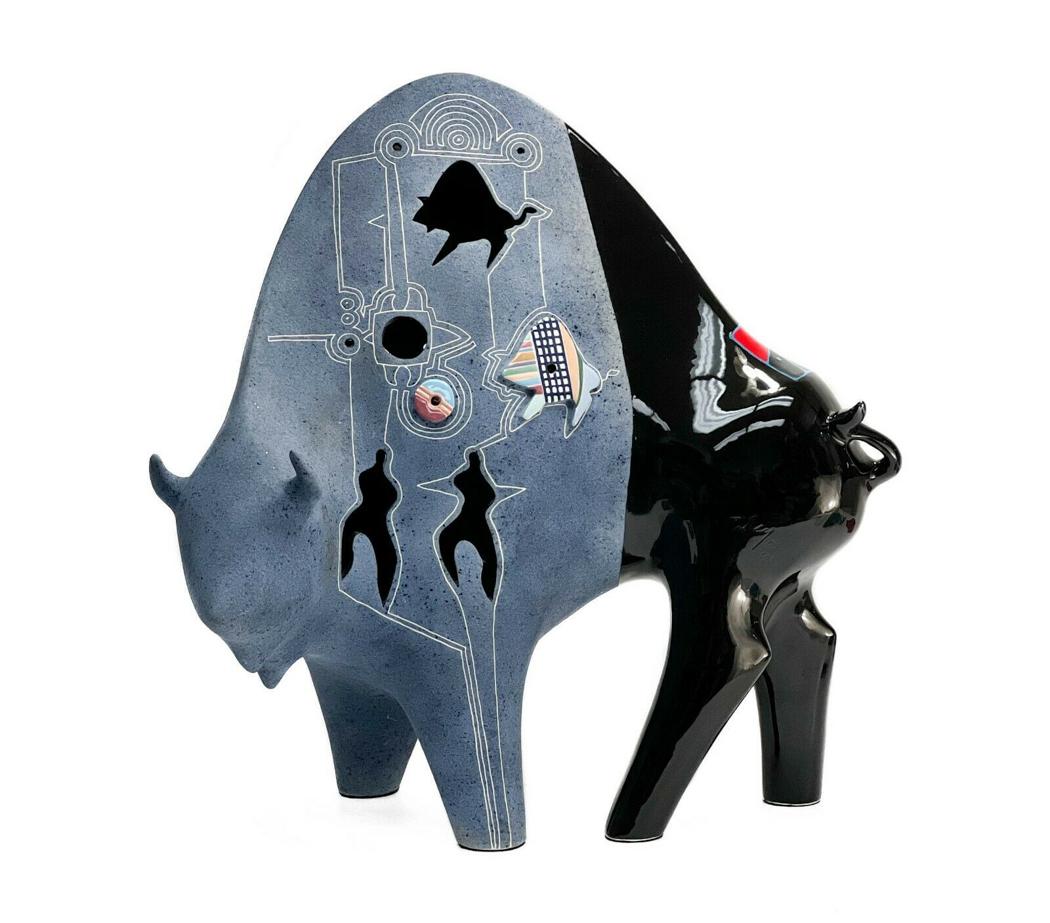 Gene and Rebecca Tobey Ceramic Buffalo Sculpture, 1987 (1 of 8)