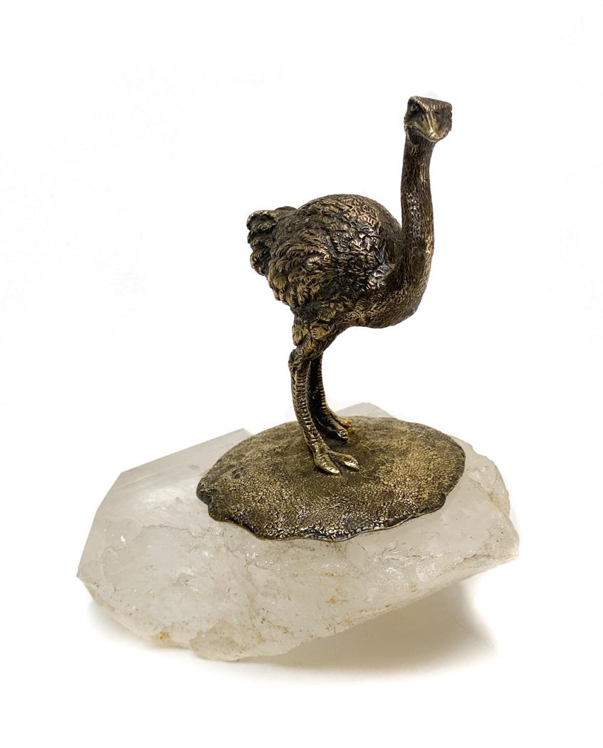 Walter & John Barnard Victorian Sterling Ostrich Figurine, Rock Crystal (1 of 7)