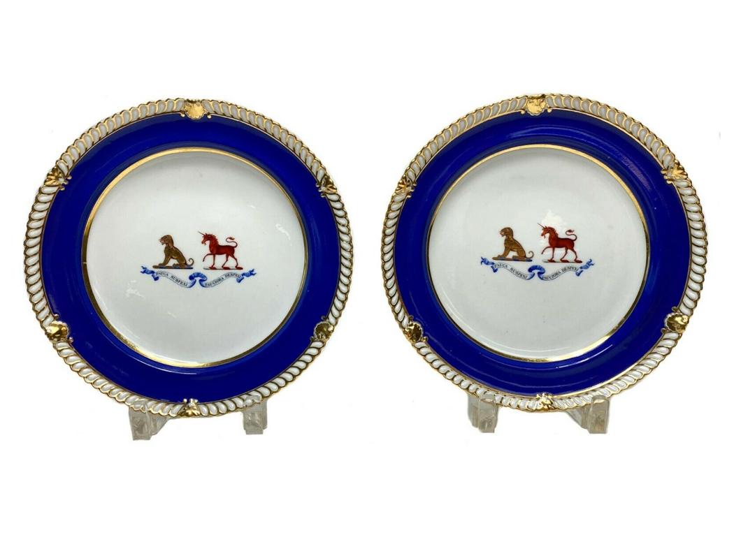 Pair Armorial Chamberlain Worcester Porcelain Plates (1 of 6)