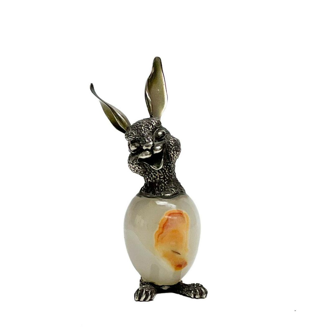 Greek 800 Silver & Stone Rabbit Figurine (1 of 7)