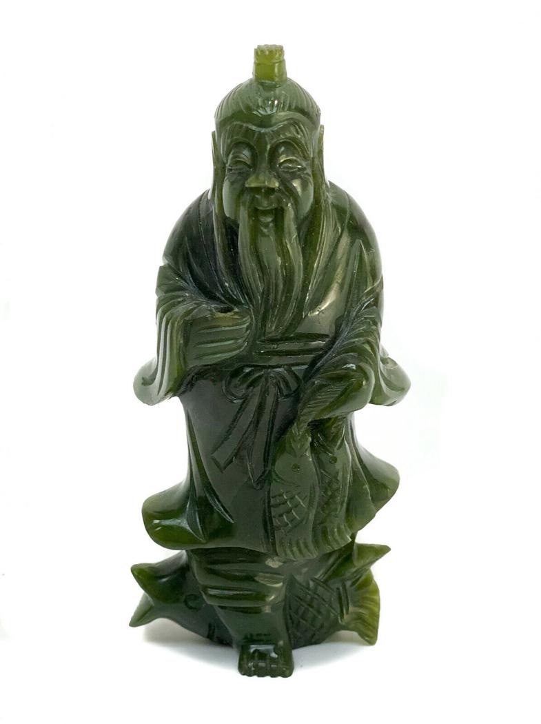 Chinese Carved Dark Green Jade Figurine (1 of 4)