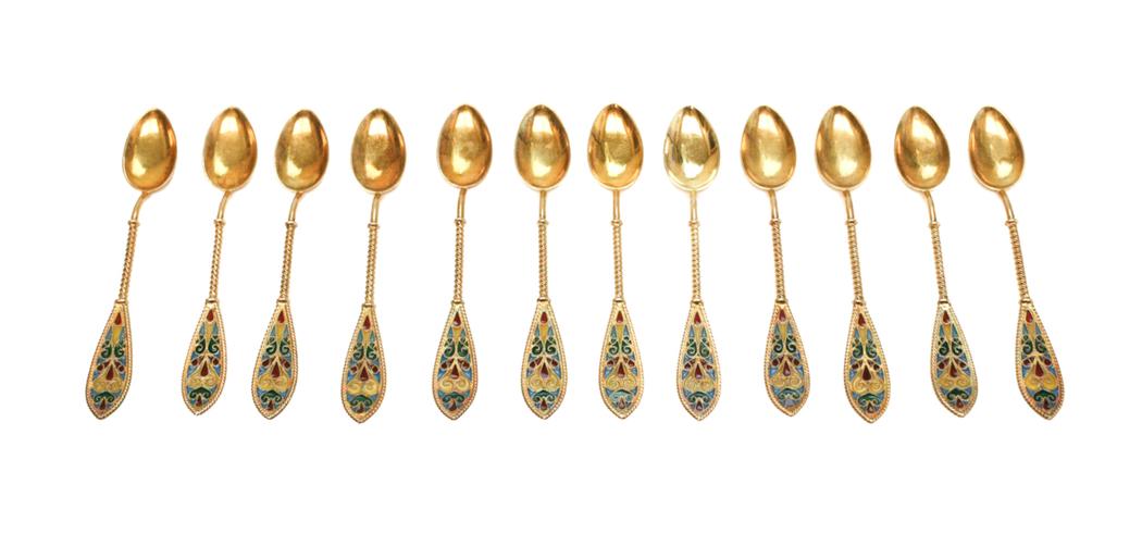 12 JGK Norwegian Silver Plique A Jour Demitasse Spoons (1 of 5)