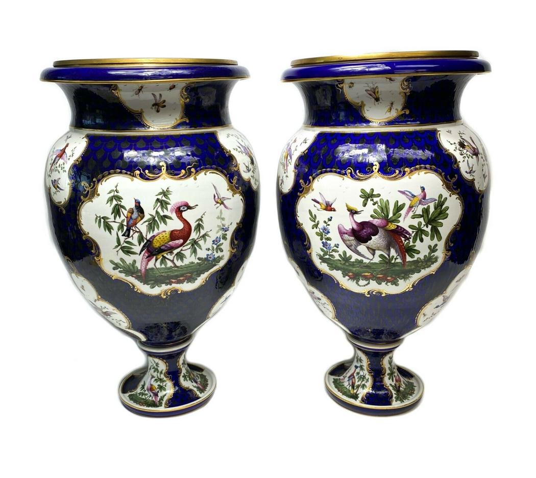 Pair Dr. Wall Royal Worcester Exotic Bird Vases c1770 (1 of 9)