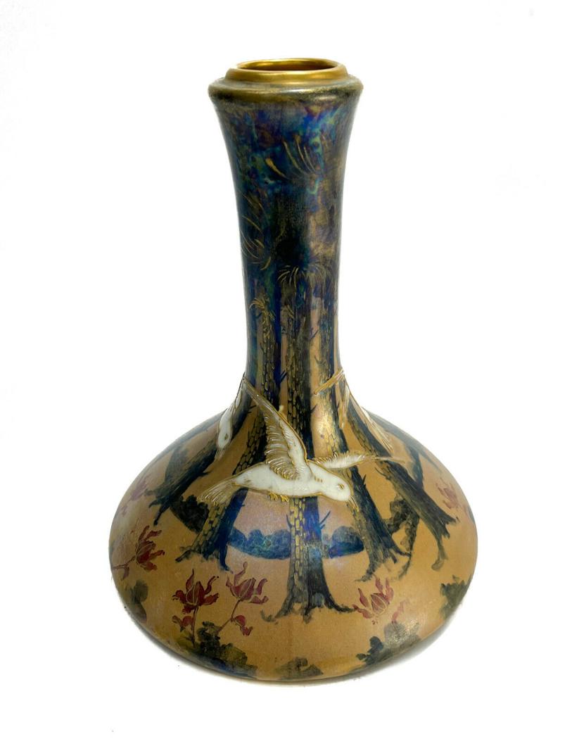 Amphora Austria Turn Teplitz Porcelain Vase, Iridescent Doves by Paul Dachsel (1 of 7)