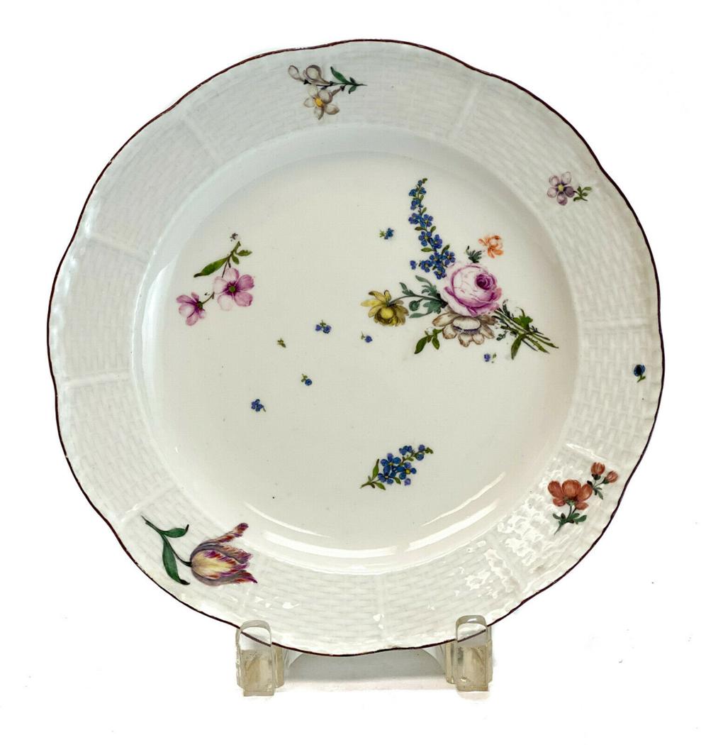 Meissen Basketweave Plate, c1800 (1 of 3)
