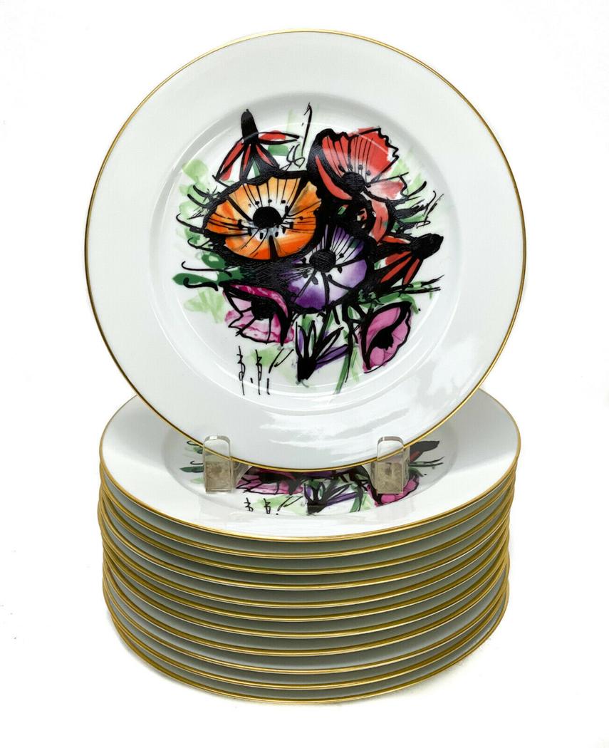 12 Bernardaud Buffet Limoges Dessert Plates Les Anemones (1 of 4)