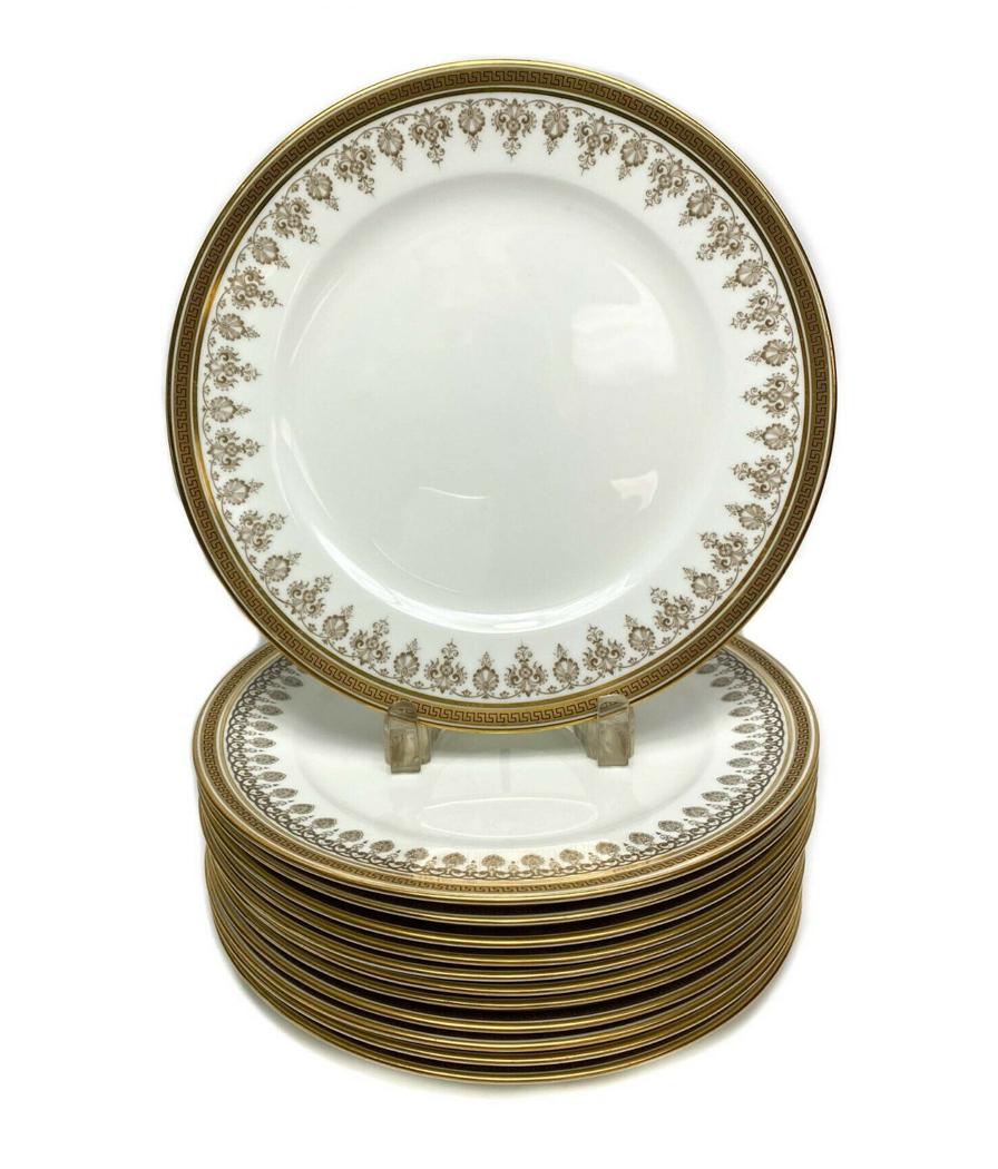 12 Cauldon Dinner Plates with Gilt Greek Key Border (1 of 3)
