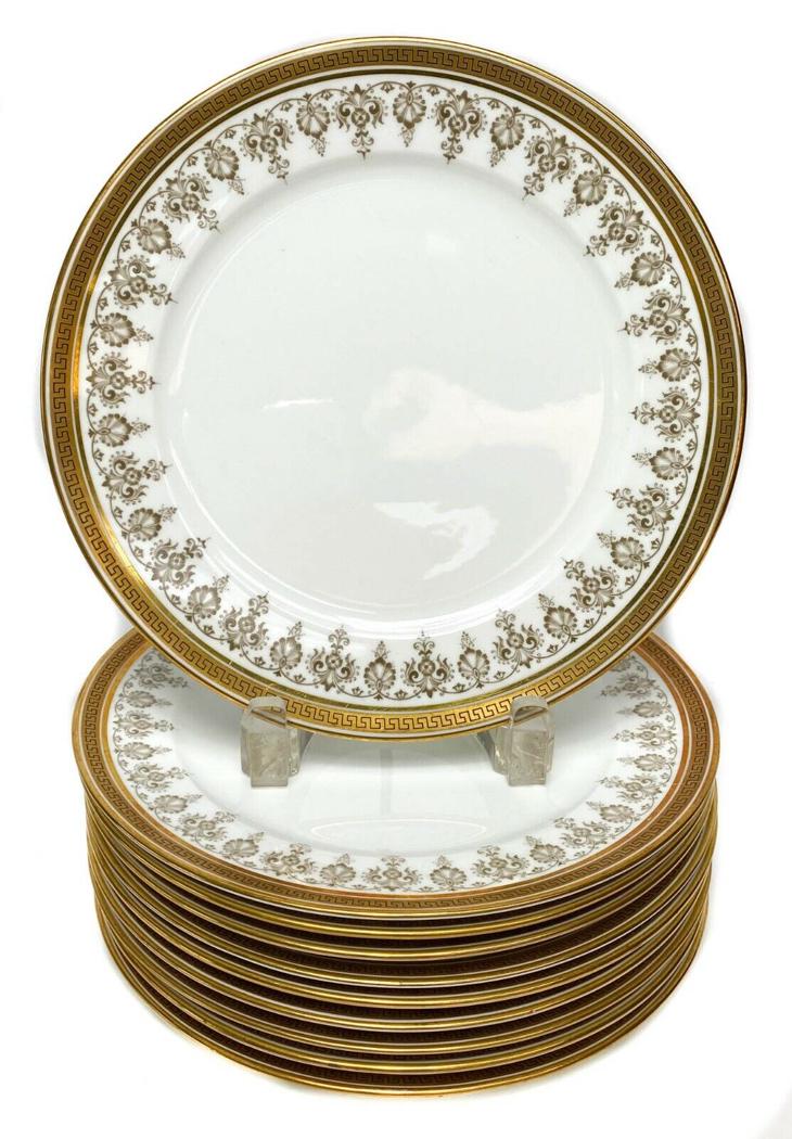 10 Cauldon for Tiffany & Co. Plates Greek Key Border (1 of 3)