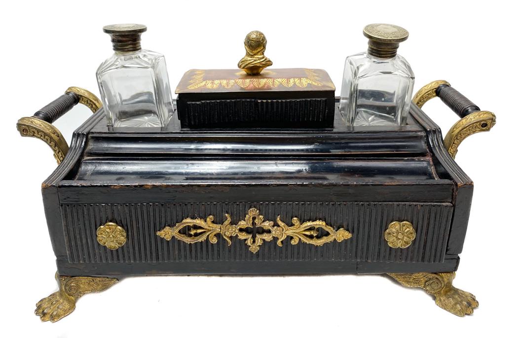 19th Century English Gilt Bronze Empire Style Standish (1 of 7)