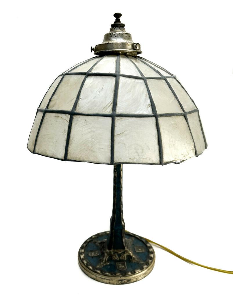 Tiffany Studios New York Cold Painted Bronze Lamp in Heraldic Blue #691 (1 of 9)