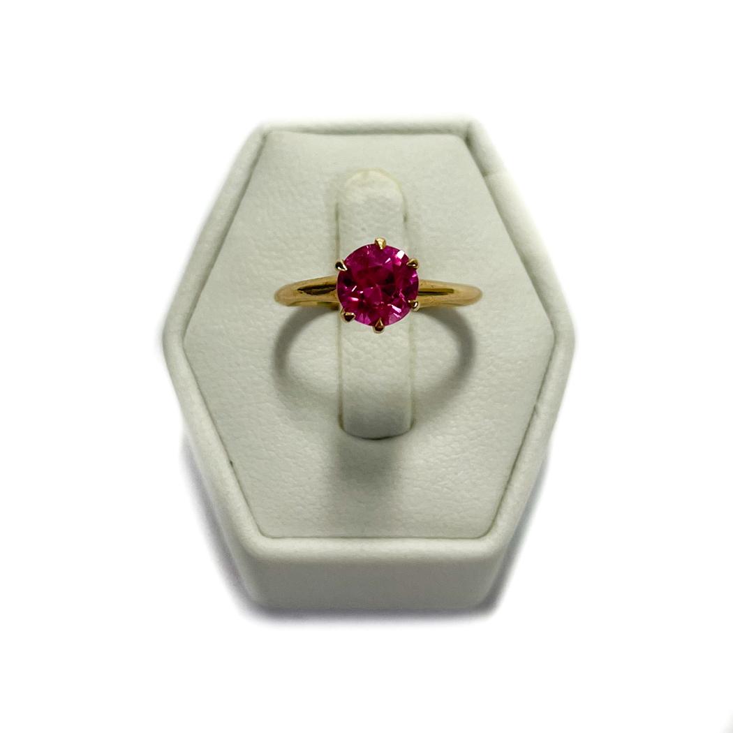 10k Yellow Gold Pink Sapphire Solitare Ring (1 of 9)
